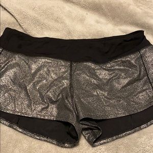 Lululemon metallic workout shorts